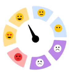 Circulo con emogis para evaluación